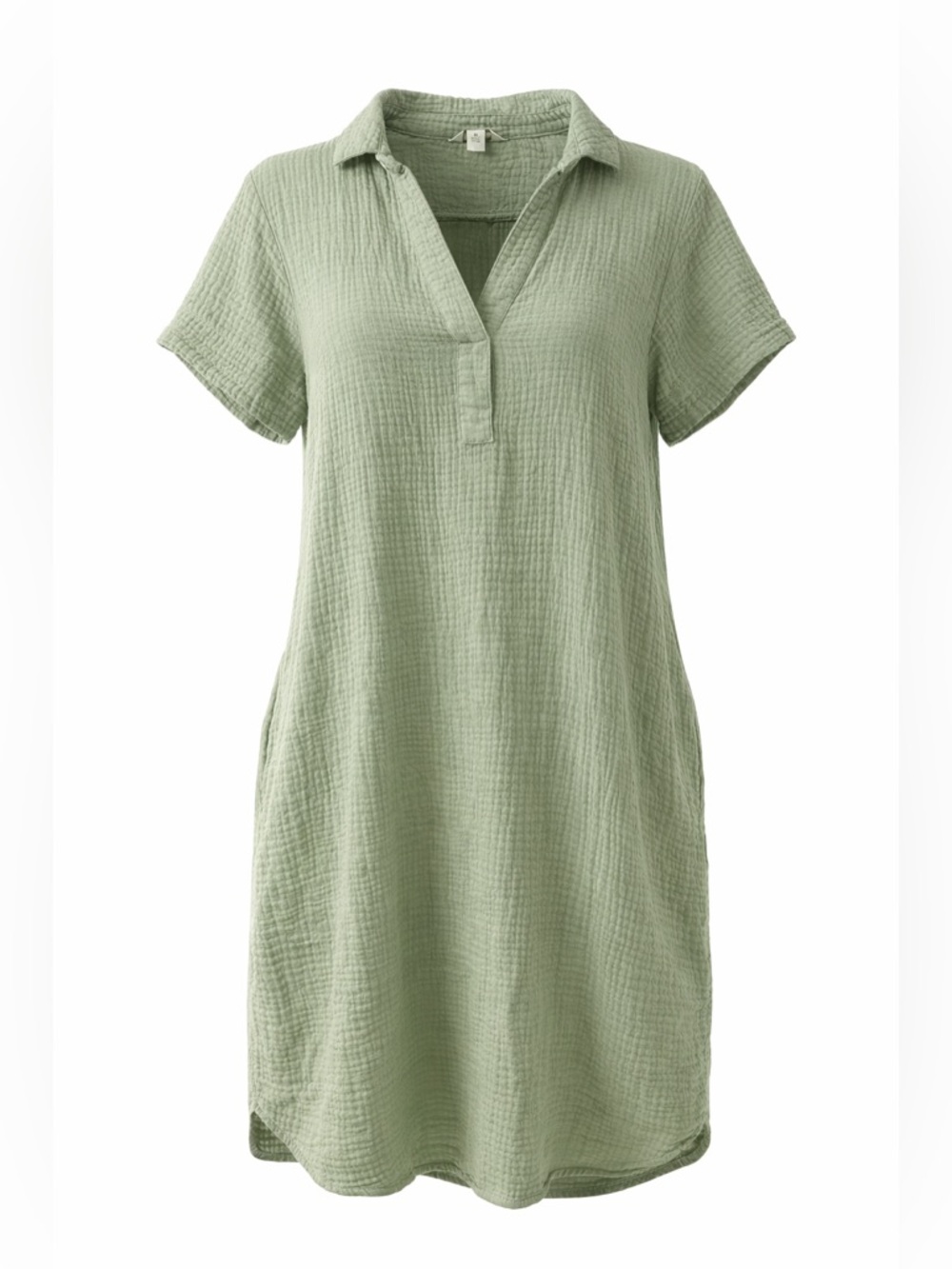 Mint Green Textured Gauze Casual Dress - Picture 2 of 6